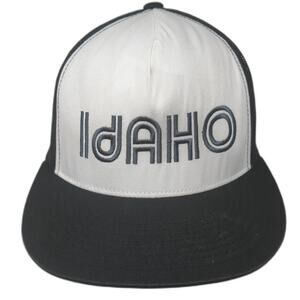 Idaho Snapback Mesh Back Trucker Hat Black One Size Flat Brim Yupoong